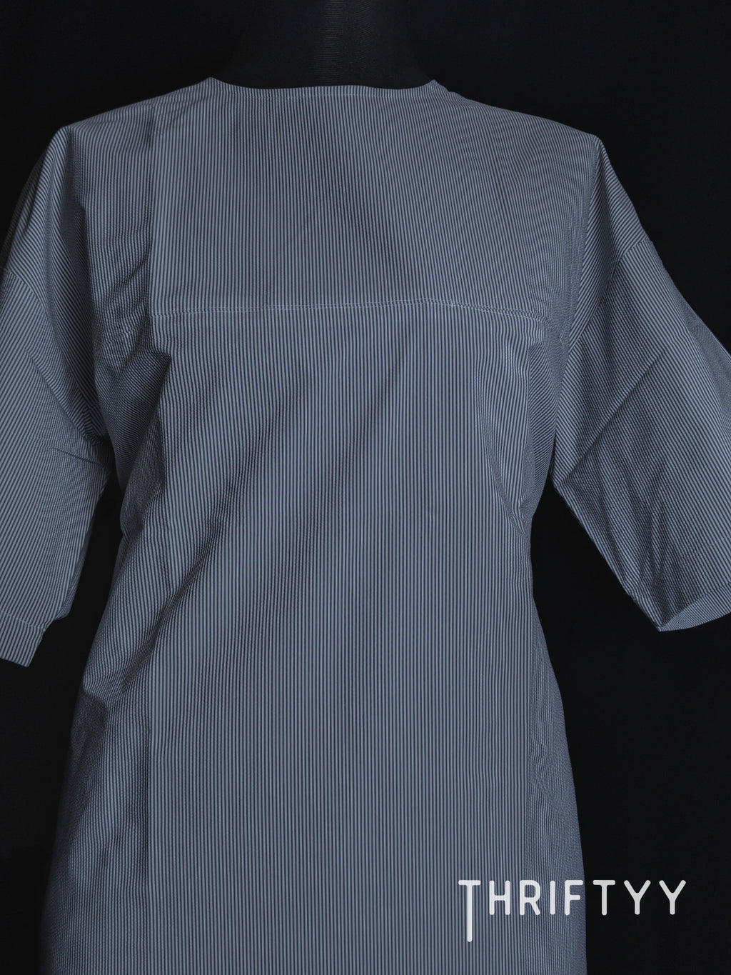 Fine Pinstripe Drop-Shoulder Top