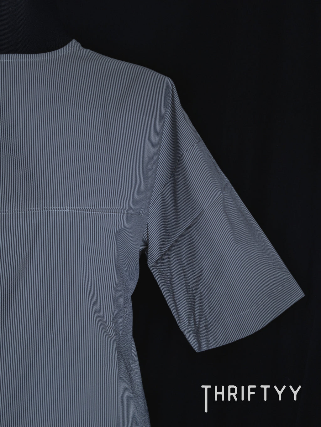 Fine Pinstripe Drop-Shoulder Top