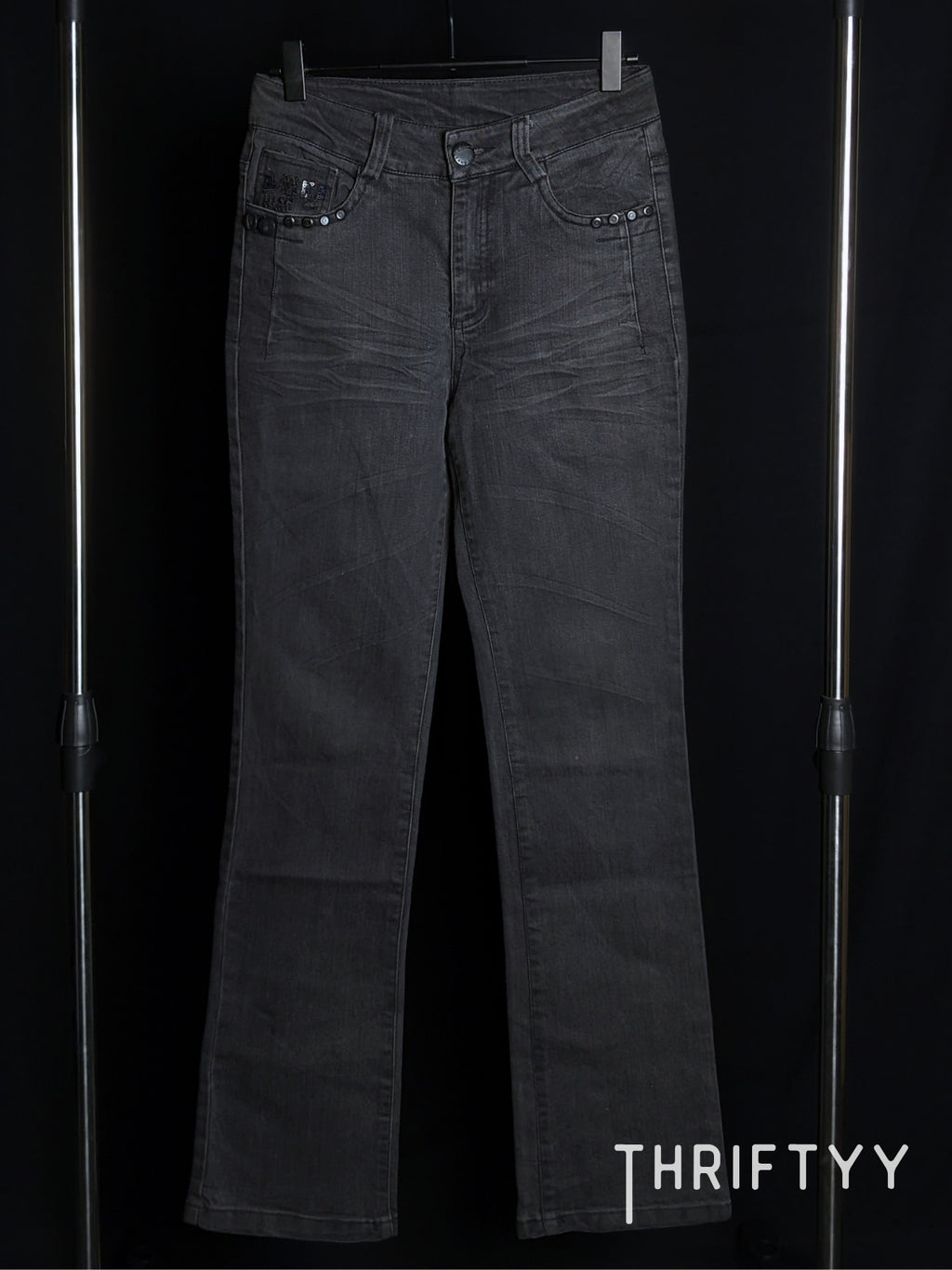Embellished Bootcut Washed Denim Jeans