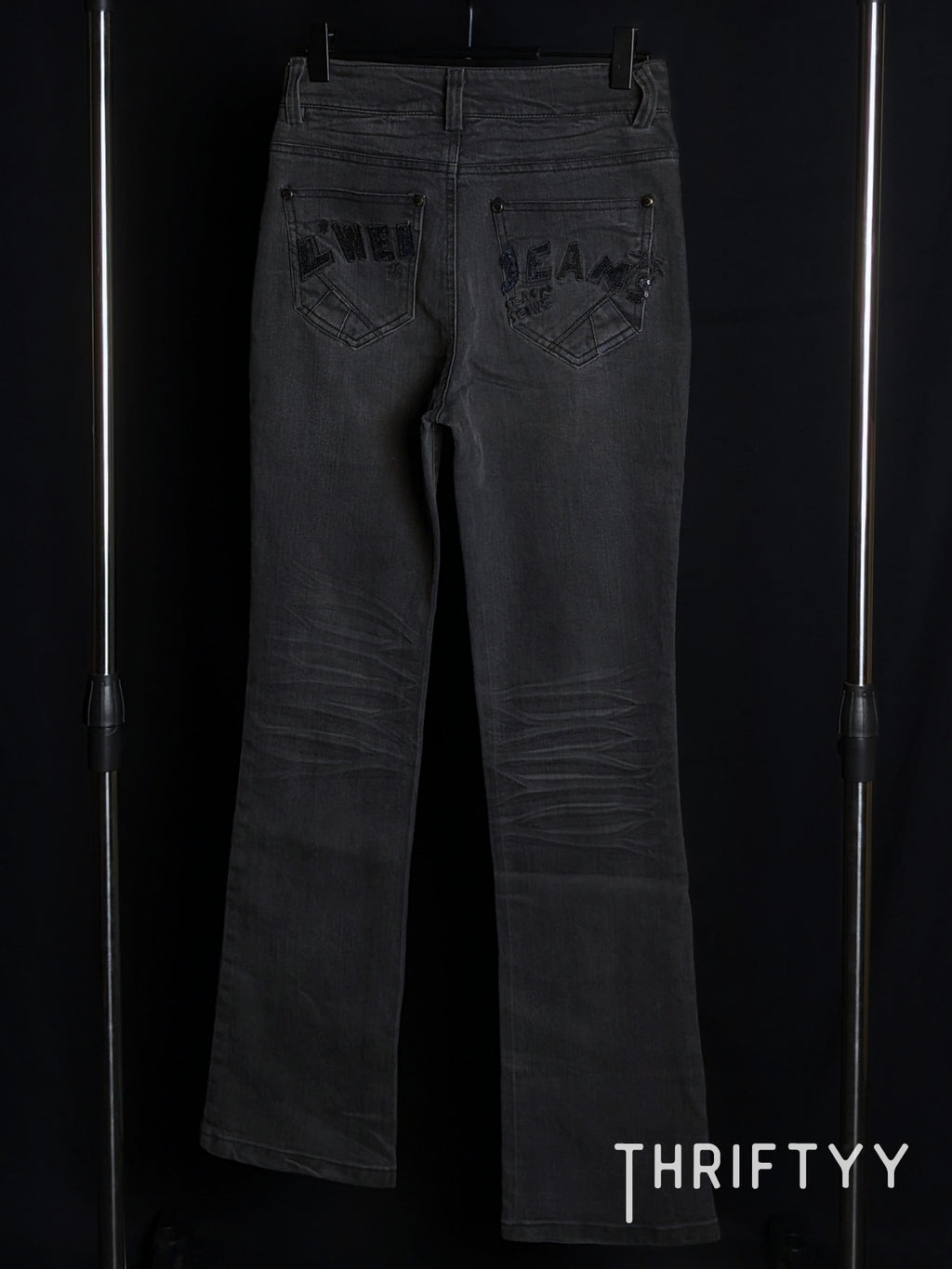 Embellished Bootcut Washed Denim Jeans
