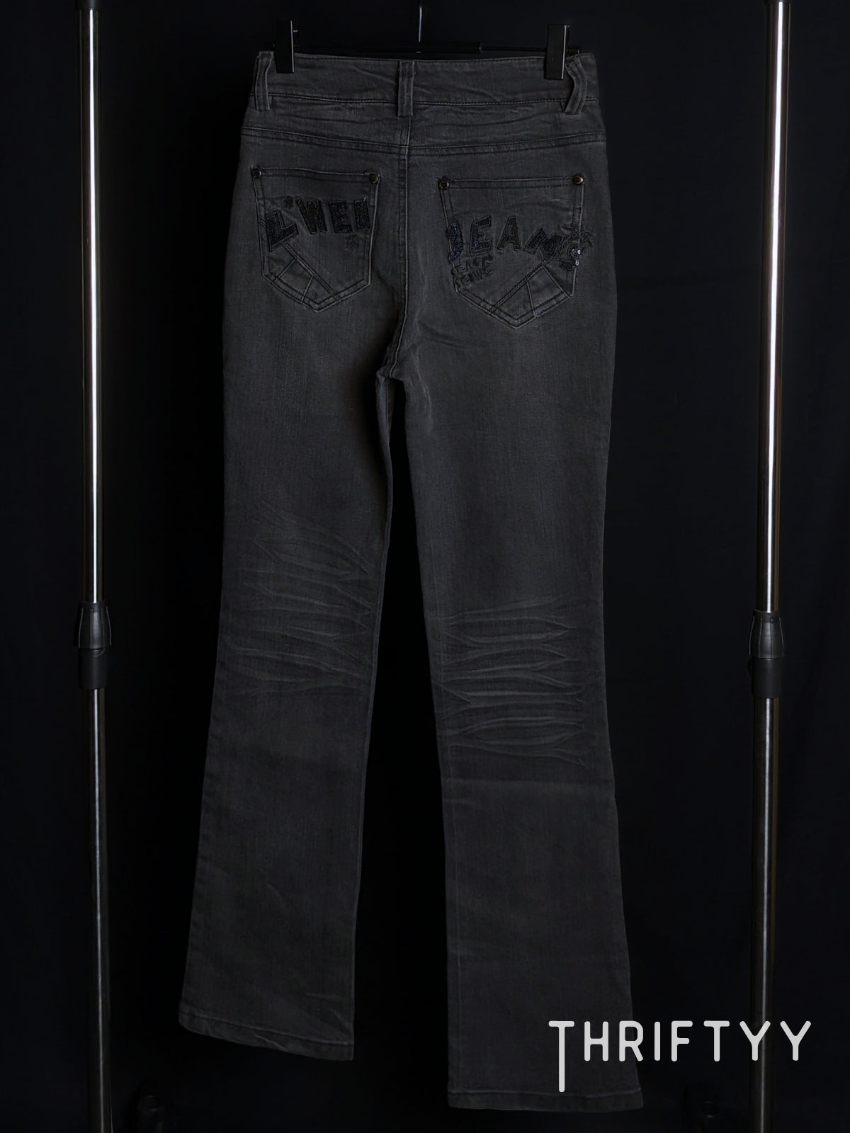 Embellished Bootcut Washed Denim Jeans