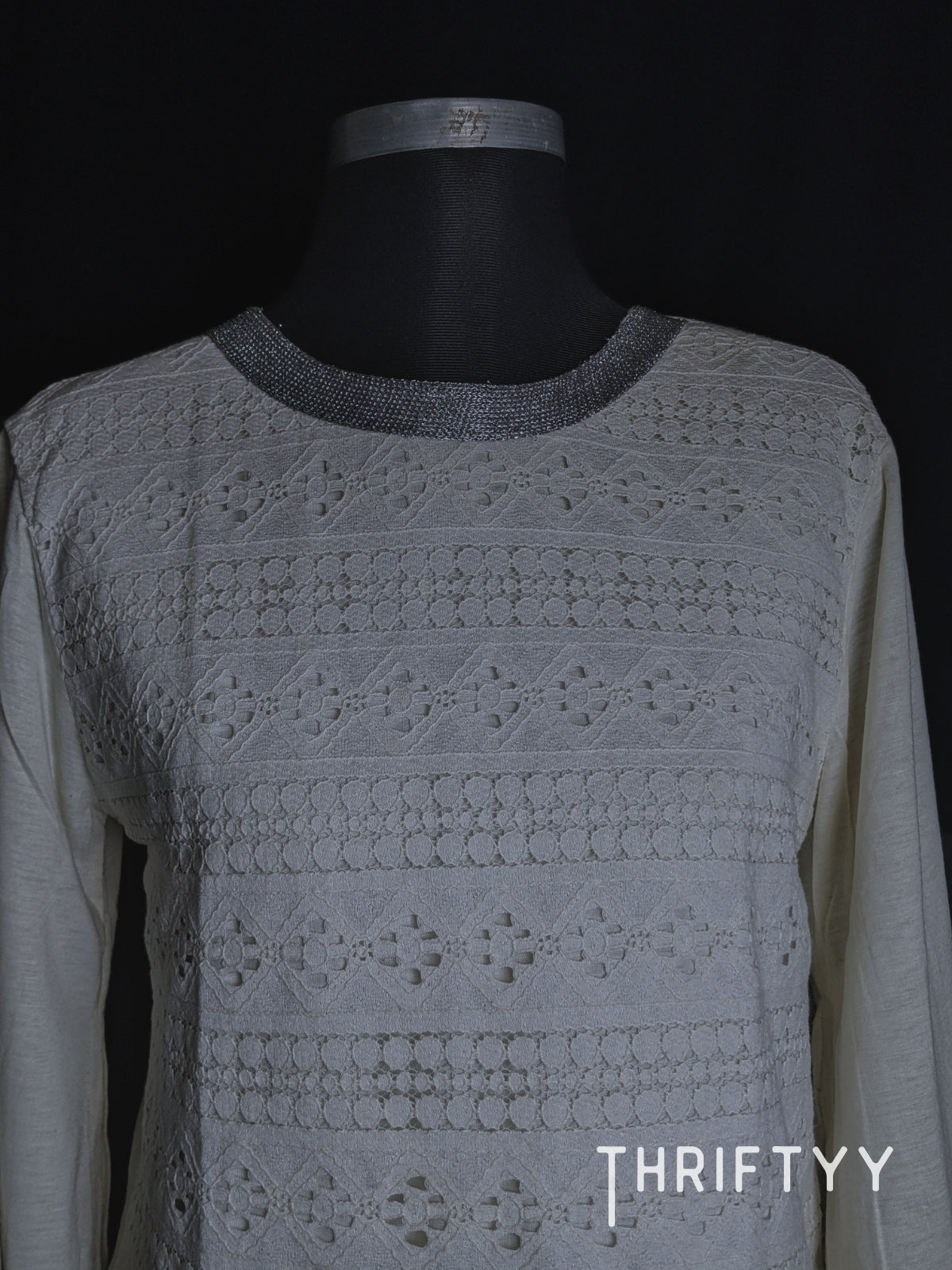 Intricate Lace-Front Knit Top