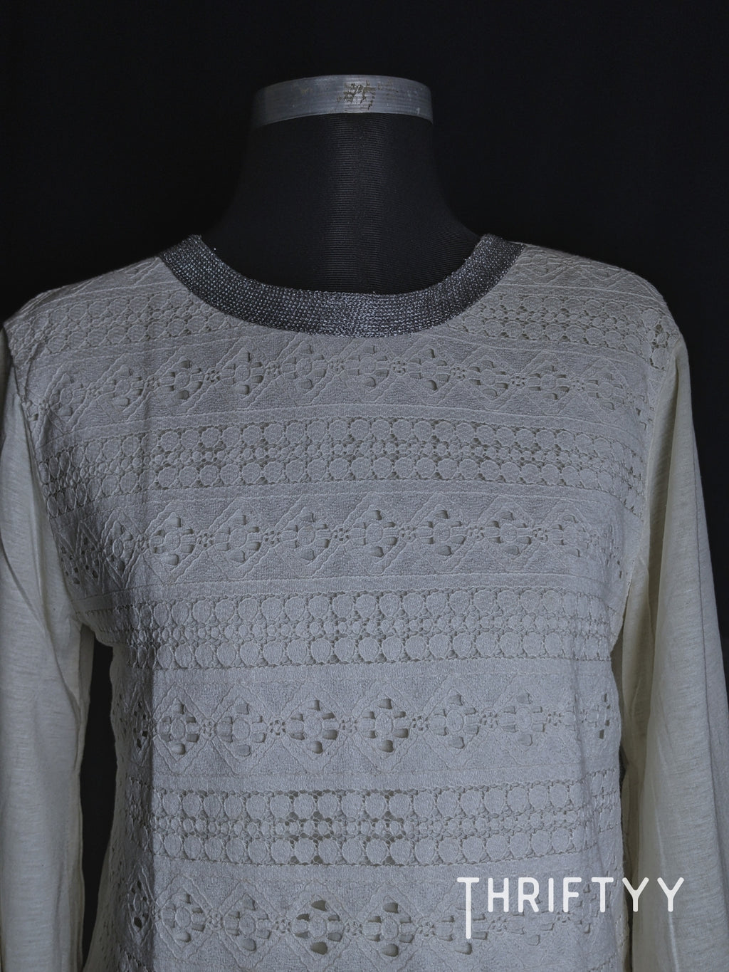 Intricate Lace-Front Knit Top