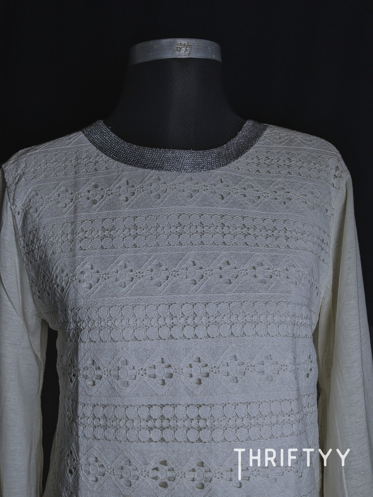 Intricate Lace-Front Knit Top