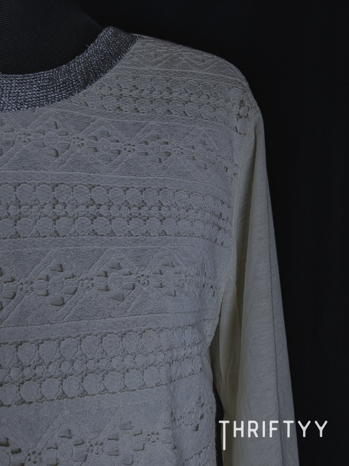 Intricate Lace-Front Knit Top