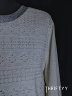 Intricate Lace-Front Knit Top