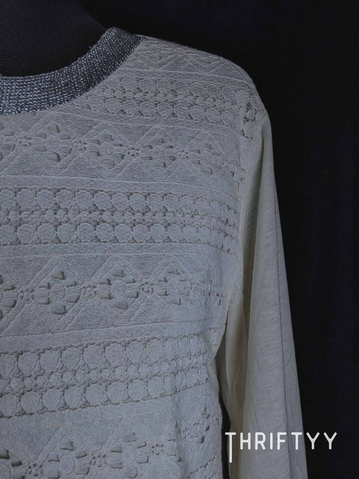 Intricate Lace-Front Knit Top