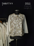 Abstract Pebble Print Sheer-Overlay Tee