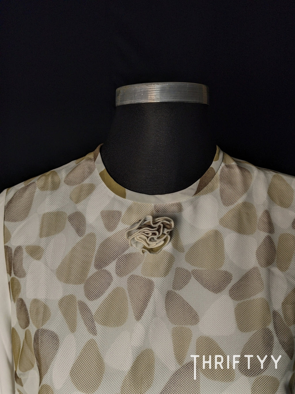 Abstract Pebble Print Sheer-Overlay Tee