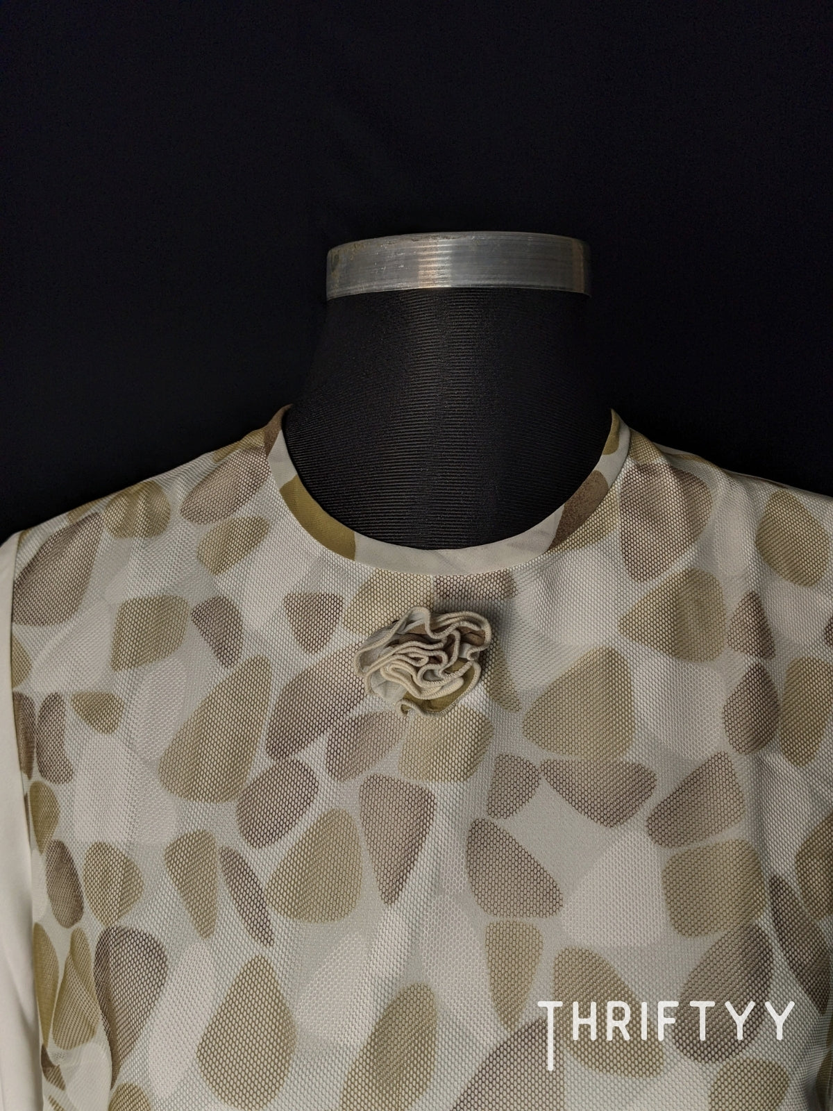 Abstract Pebble Print Sheer-Overlay Tee