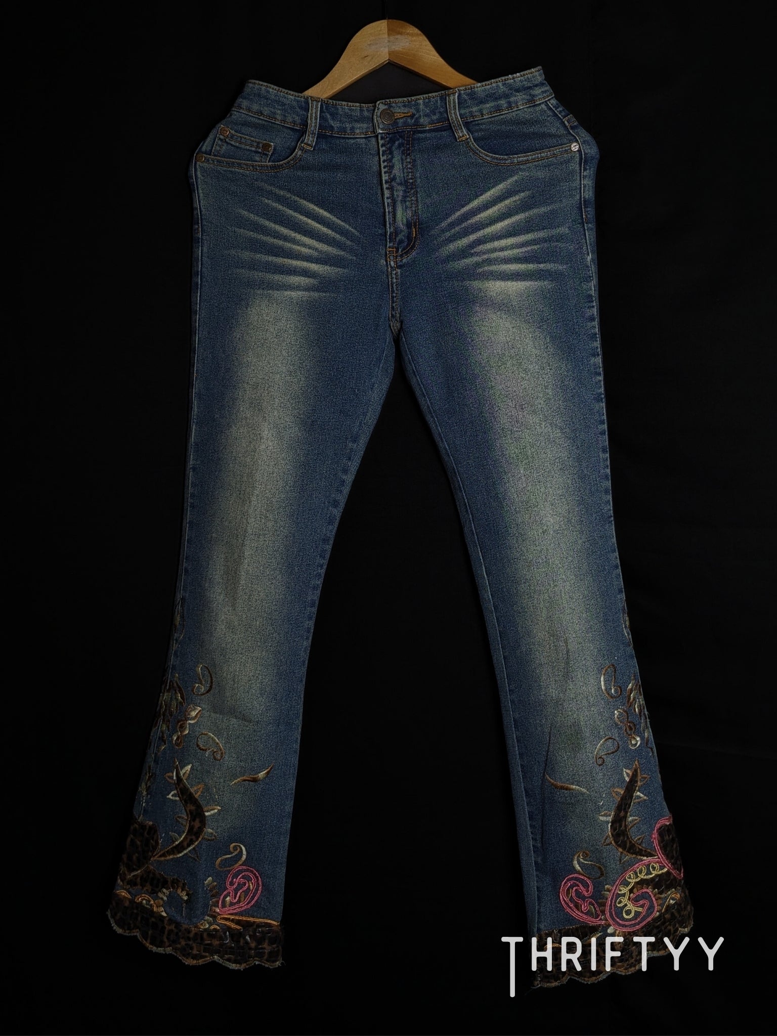 Embroidered Flared Jeans— Cat Whiskers