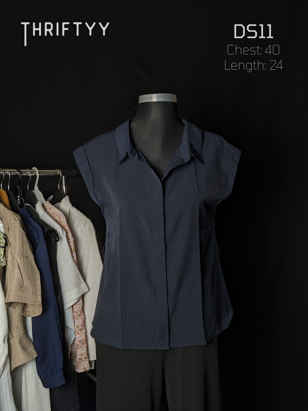 Minimalist Navy Cap-Sleeve Shirt