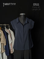Minimalist Navy Cap-Sleeve Shirt