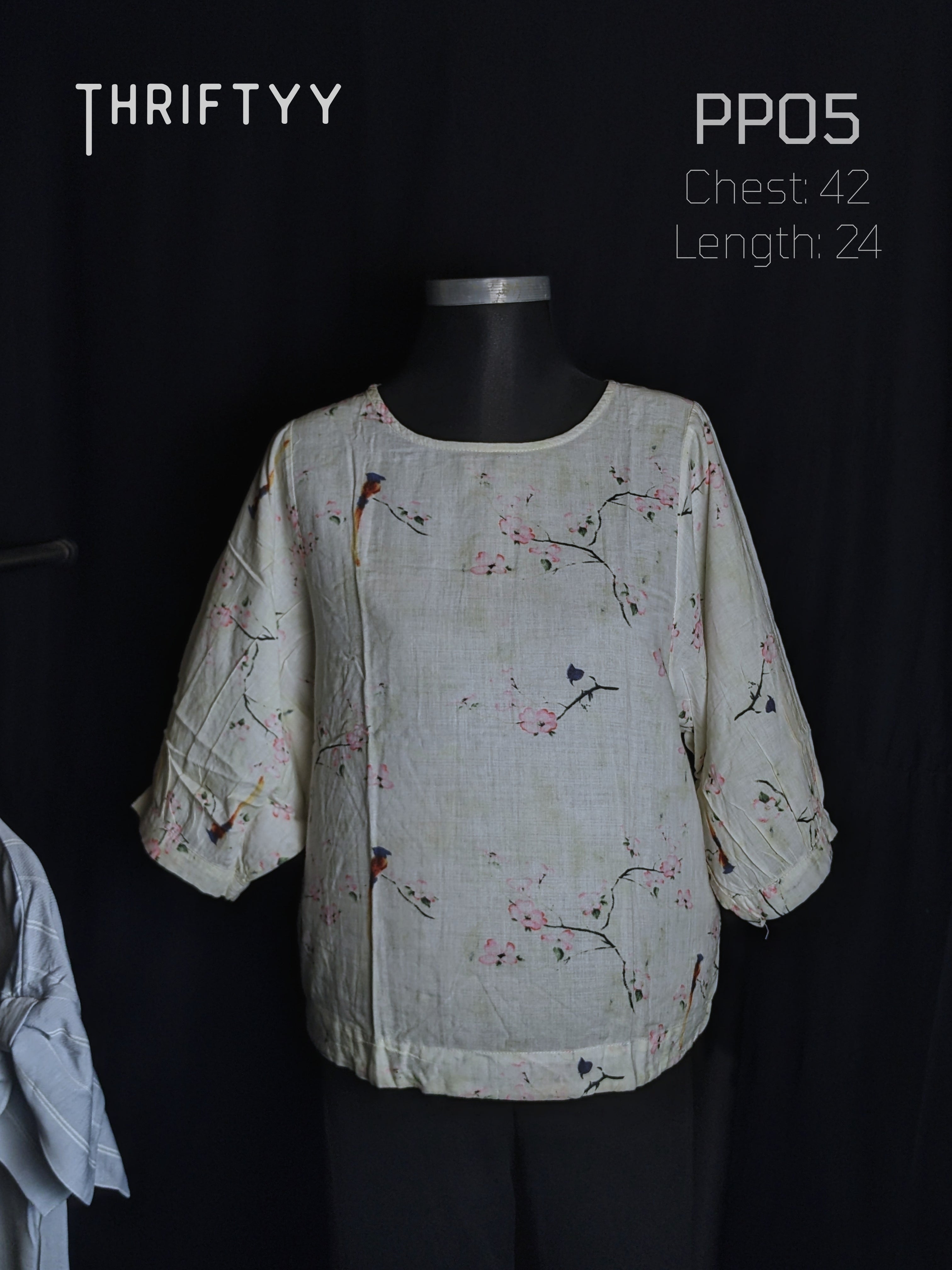 Cherry Blossom & Bird Print Top