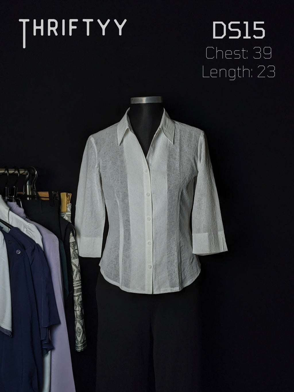 Crinkle-Texture 3/4 Sleeve Shirt