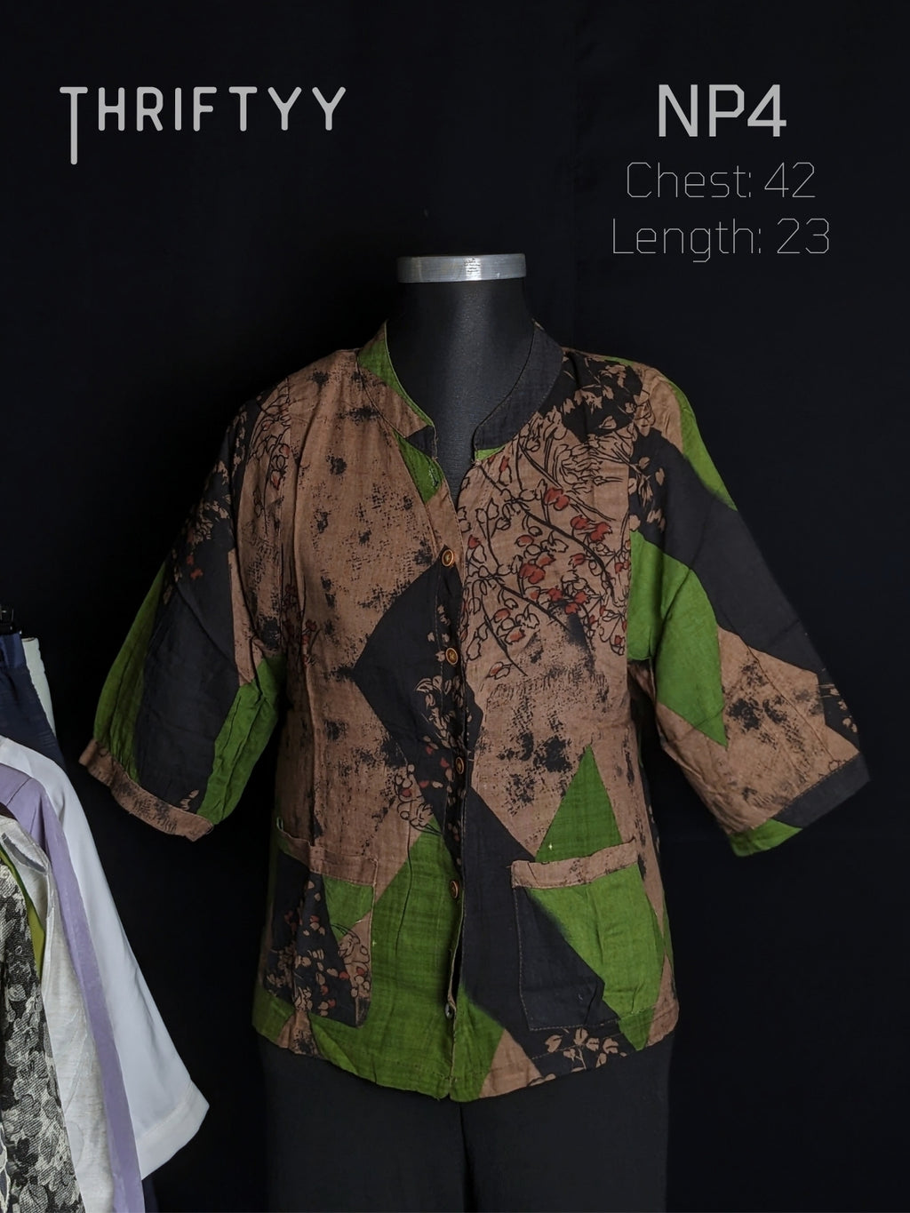 Abstract Earth-Tone Patchwork Shirt