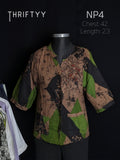 Abstract Earth-Tone Patchwork Shirt