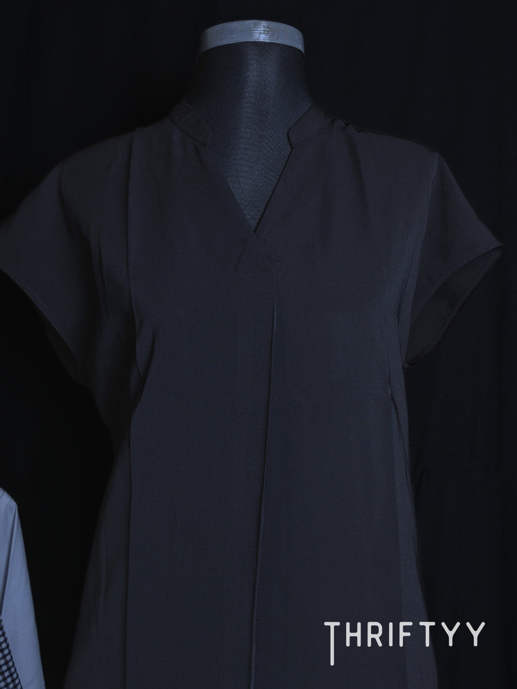 Minimalist Split-Neck Cap-Sleeve Dress