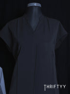 Minimalist Split-Neck Cap-Sleeve Dress