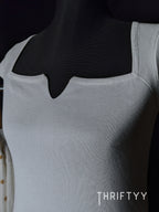Sweetheart Notch Ribbed Knit Top