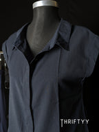 Minimalist Navy Cap-Sleeve Shirt