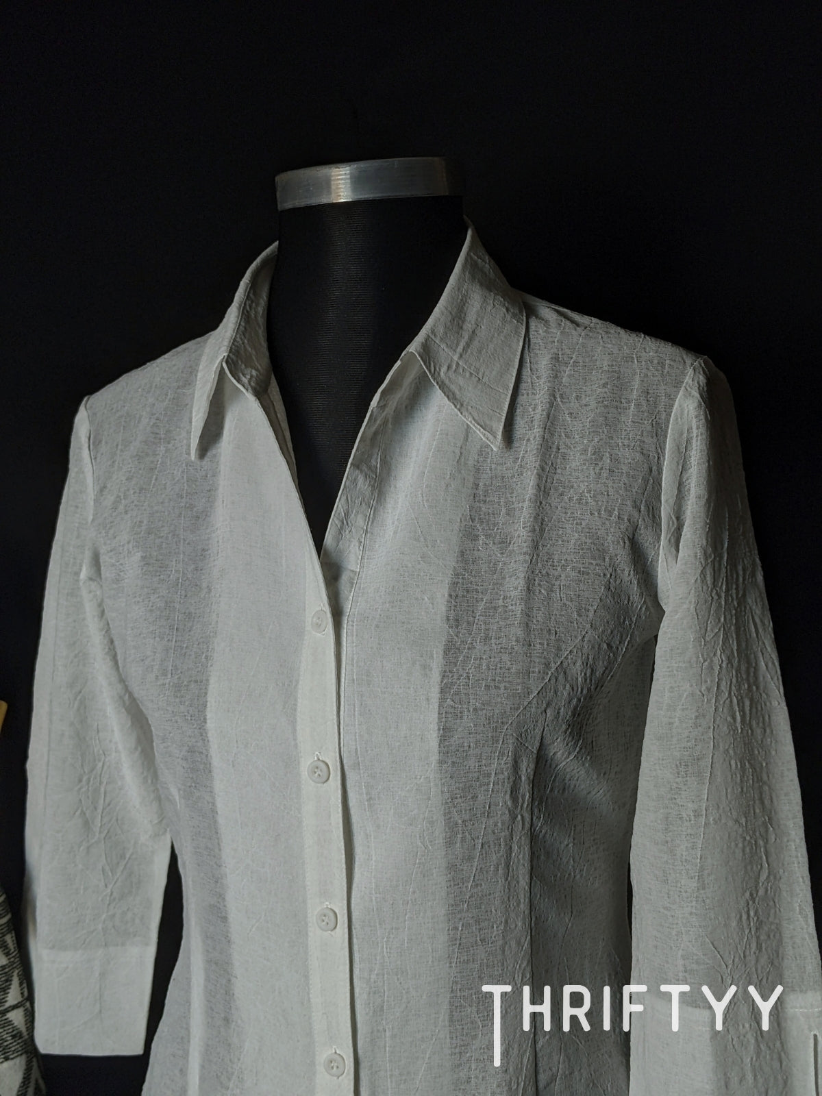 Crinkle-Texture 3/4 Sleeve Shirt