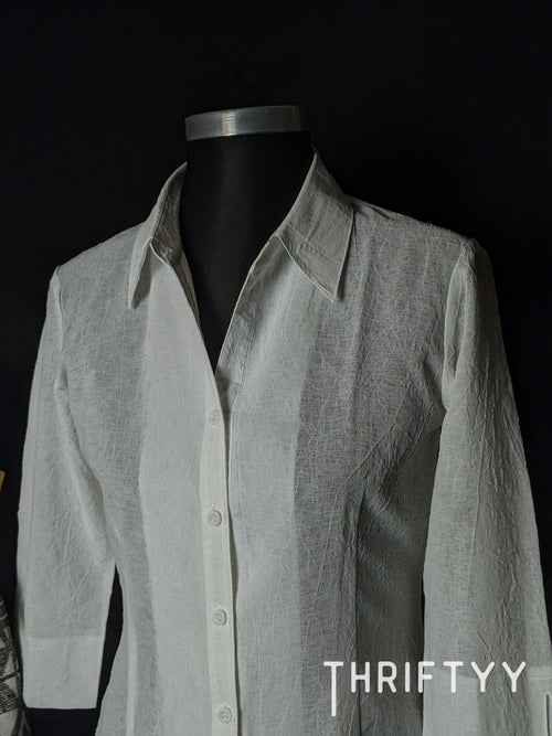 Crinkle-Texture 3/4 Sleeve Shirt