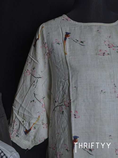Cherry Blossom & Bird Print Top