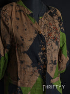 Abstract Earth-Tone Patchwork Shirt