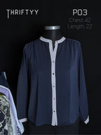 Contrast Trim Silk-Style Shirt