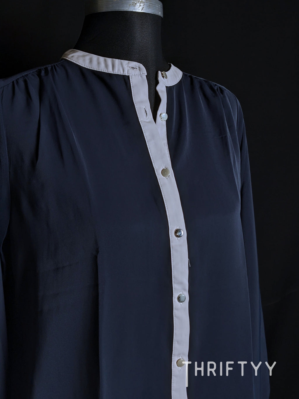 Contrast Trim Silk-Style Shirt