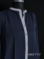 Contrast Trim Silk-Style Shirt