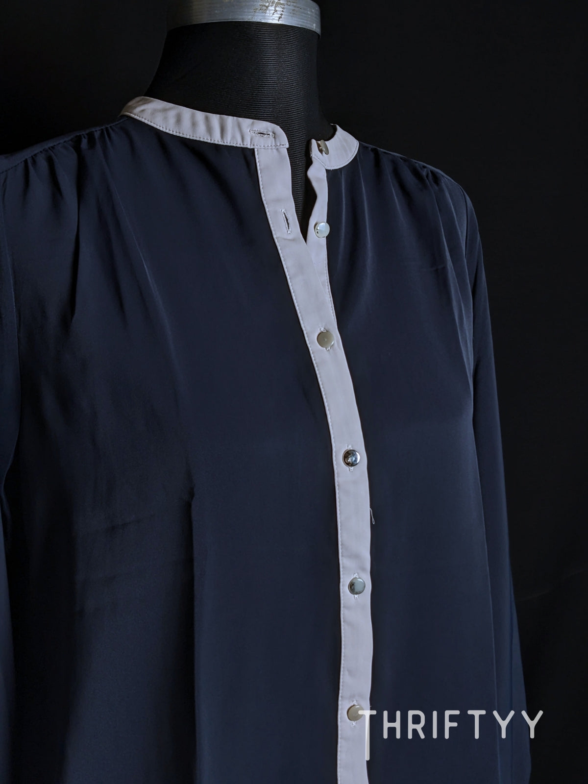 Contrast Trim Silk-Style Shirt