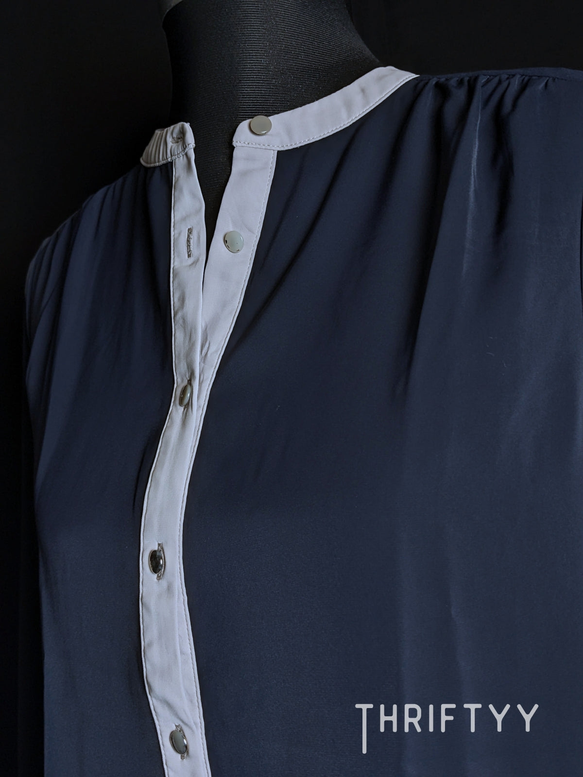 Contrast Trim Silk-Style Shirt