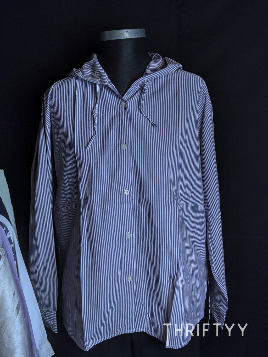 Hooded Fine-Stripe Button-Down