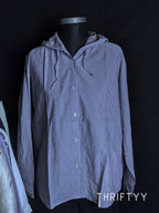 Hooded Fine-Stripe Button-Down