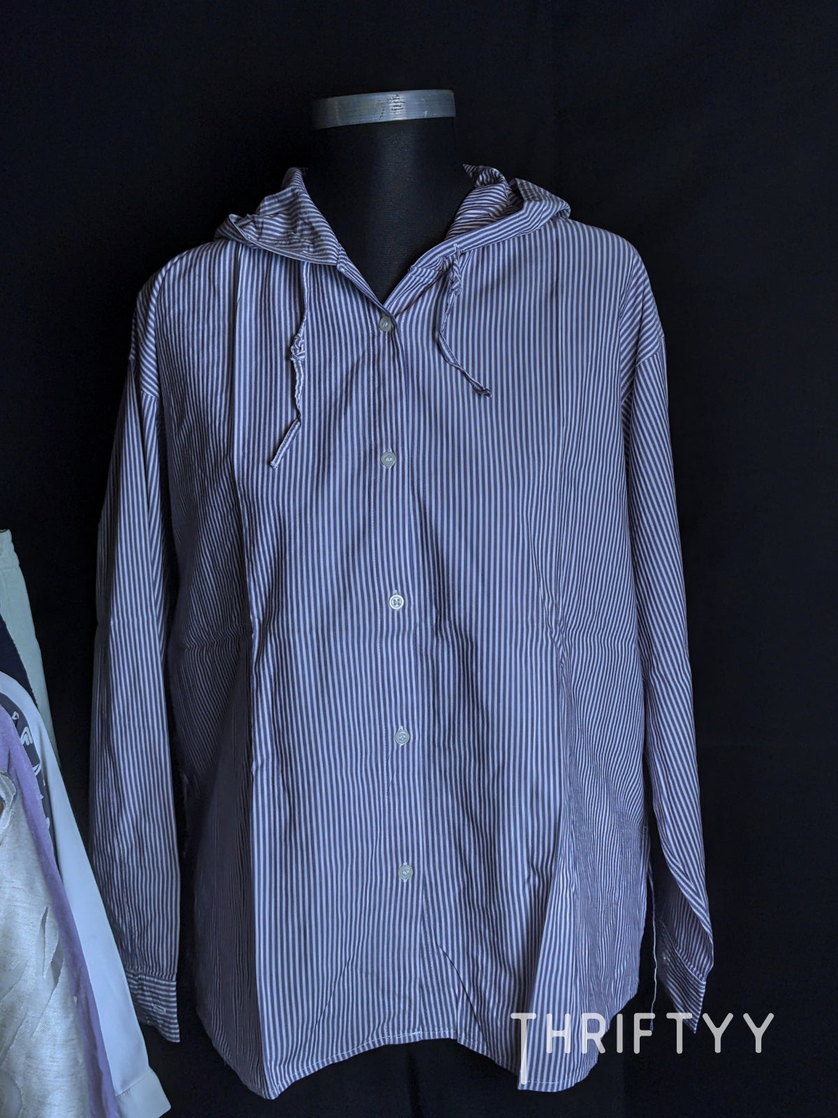 Hooded Fine-Stripe Button-Down