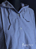 Hooded Fine-Stripe Button-Down