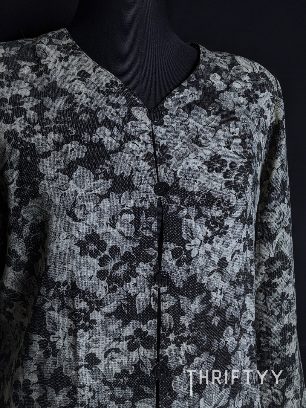 Monochrome Floral Linen-Blend Shirt
