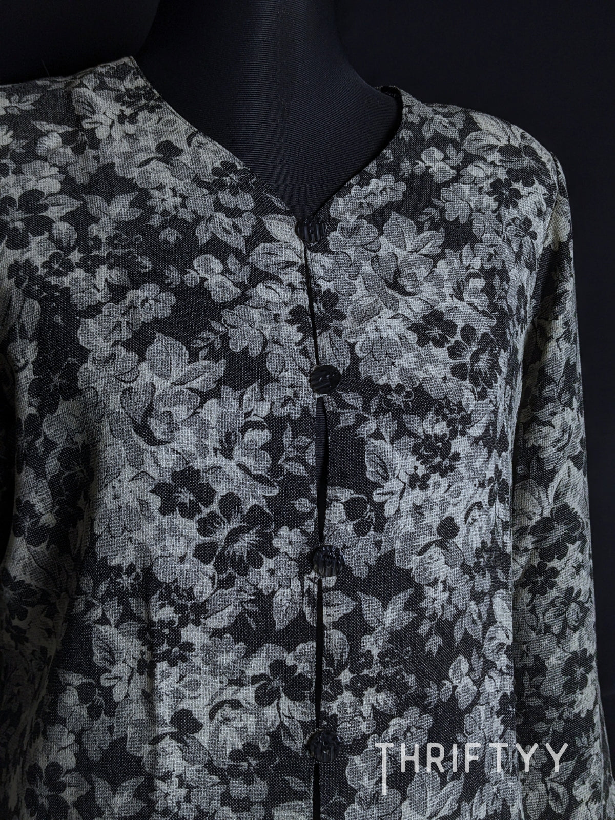 Monochrome Floral Linen-Blend Shirt