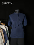 Navy Blue Draped Neck Top