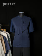 Navy Blue Draped Neck Top