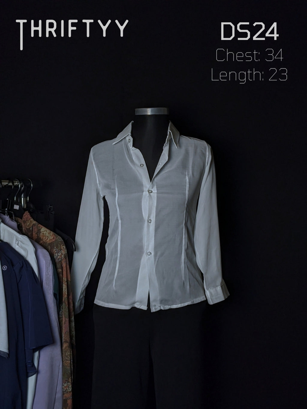 Sheer Vertical-Seamed Button-Down Shirt