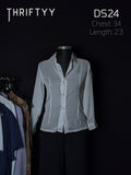 Sheer Vertical-Seamed Button-Down Shirt