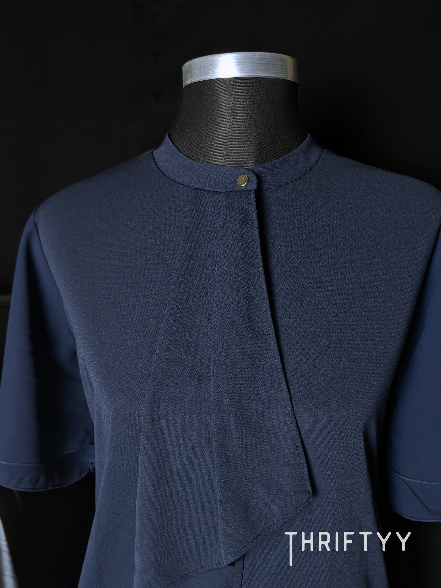 Navy Blue Draped Neck Top