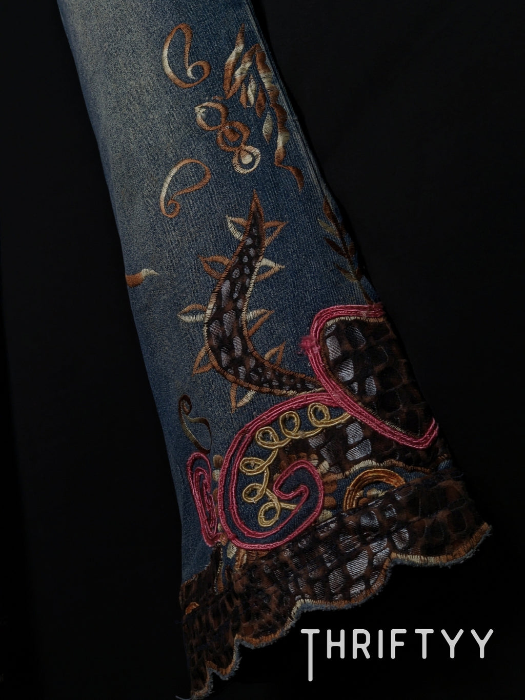 Embroidered Flared Jeans— Cat Whiskers