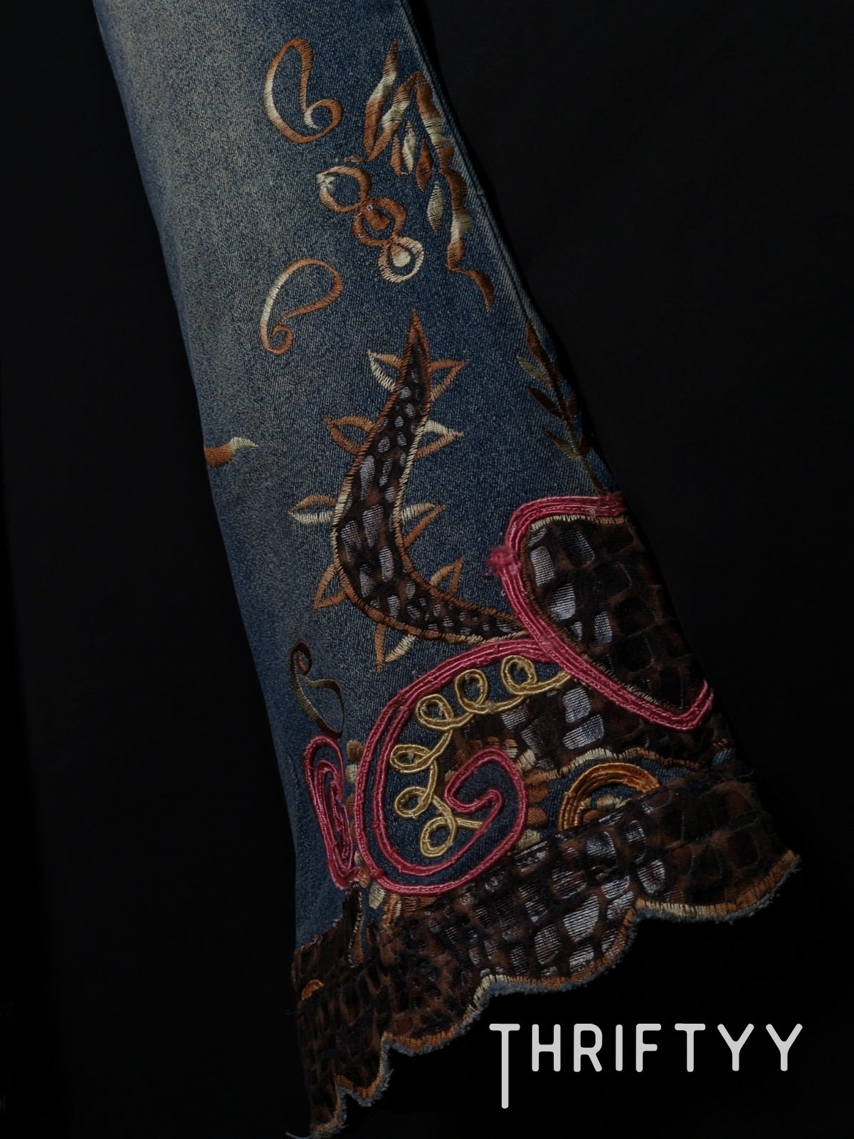 Embroidered Flared Jeans— Cat Whiskers