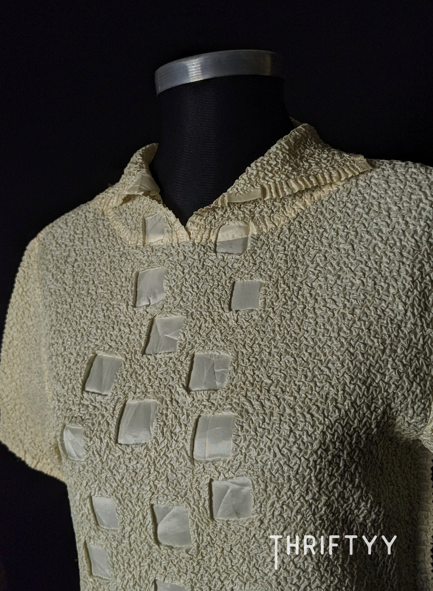 1. Vintage Popcorn Knit Patchwork Top