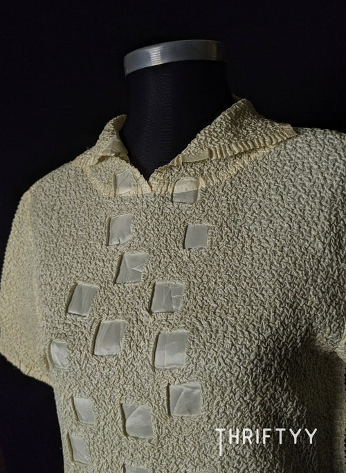 1. Vintage Popcorn Knit Patchwork Top