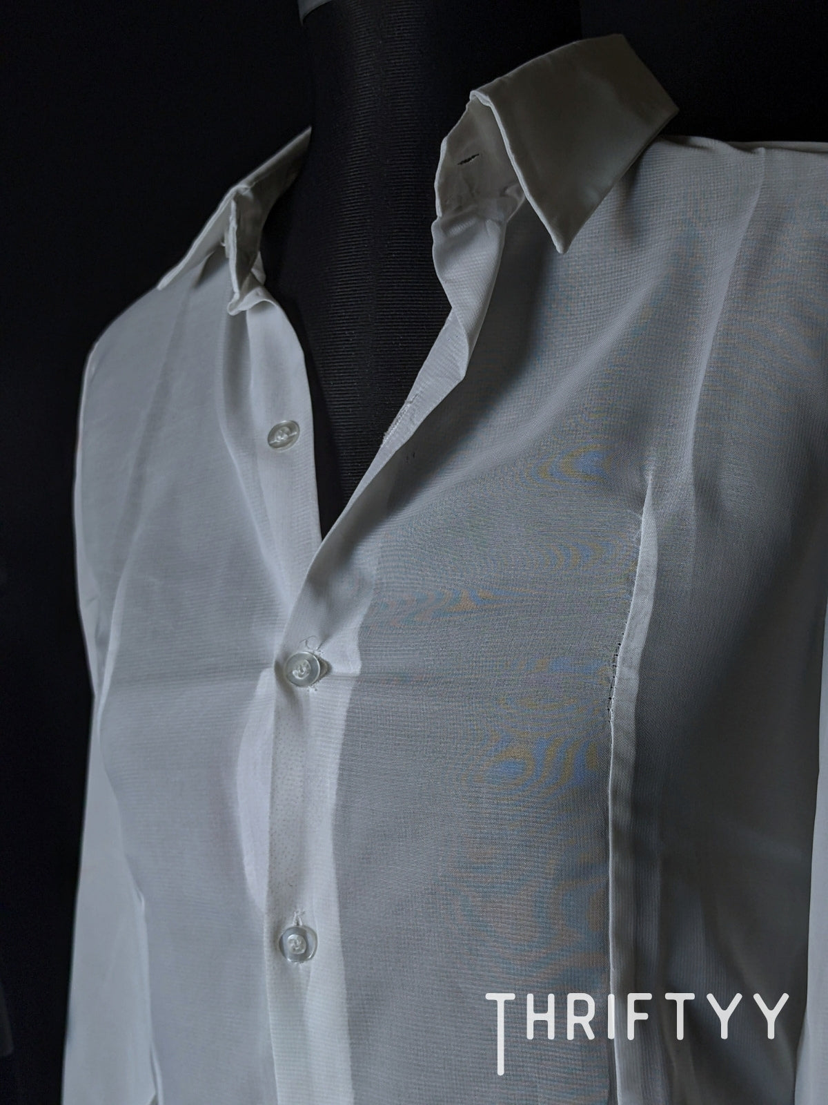 Sheer Vertical-Seamed Button-Down Shirt